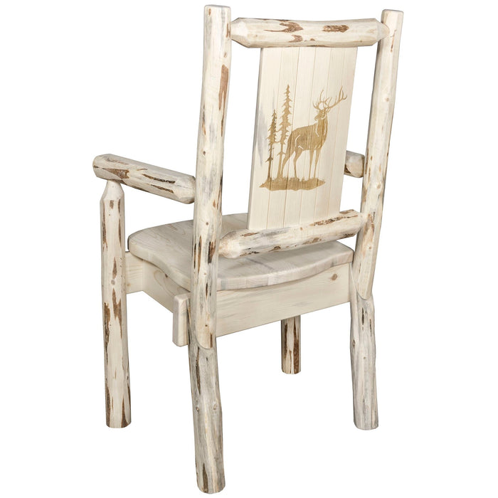 Montana Woodworks Montana Captain's Chair w/ Laser Engraved Design Ready to Finish / Elk Dining, Kitchen, Home Office MWCASCNLZELK 661890427515