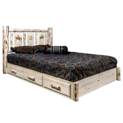 Montana Woodworks Montana Platform Bed w/ Storage Laser Engraved Design Ready to Finish Bronc / California King Beds MWSBPCAKLZBRONC 661890437231
