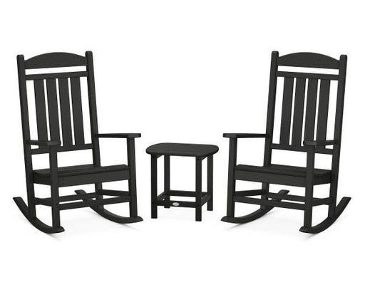 Polywood Polywood Black Presidential Rocker 3-Piece Set Black Rocking Chair PWS166-1-BL 845748070720