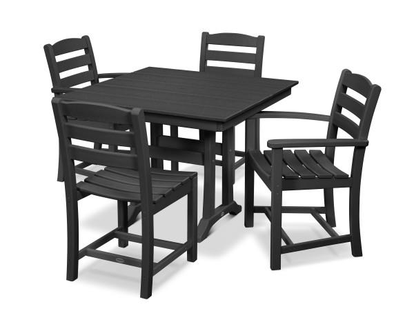 Polywood Polywood La Casa Cafš 5-Piece Farmhouse Trestle Dining Set Black Dining Sets PWS436-1-BL 190609083433