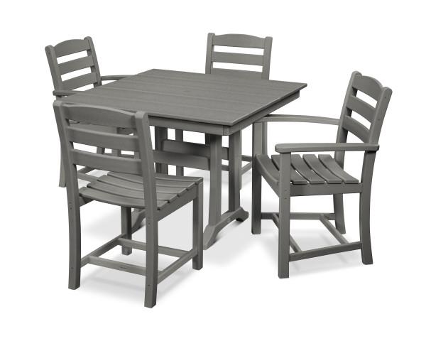 Polywood Polywood La Casa Cafš 5-Piece Farmhouse Trestle Dining Set Slate Grey Dining Sets PWS436-1-GY 190609083457