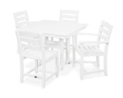 Polywood Polywood La Casa Cafš 5-Piece Farmhouse Trestle Dining Set White Dining Sets PWS436-1-WH 190609083495