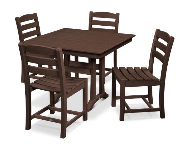 Polywood Polywood La Casa Cafš 5-Piece Farmhouse Trestle Side Chair Dining Set Mahogany Dining Sets PWS438-1-MA 190609083709