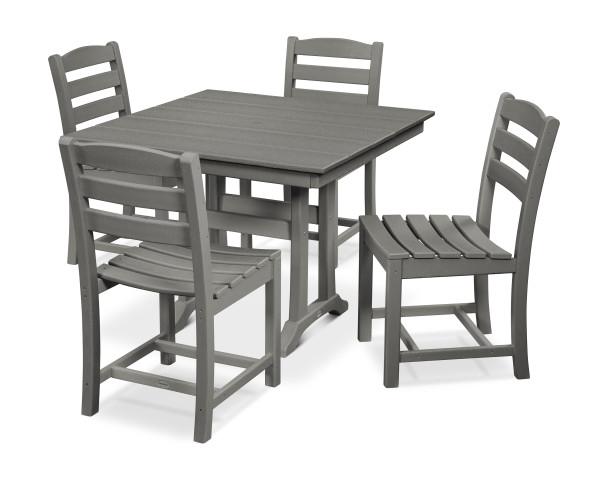 Polywood Polywood La Casa Cafš 5-Piece Farmhouse Trestle Side Chair Dining Set Slate Grey Dining Sets PWS438-1-GY 190609083693