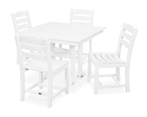 Polywood Polywood La Casa Cafš 5-Piece Farmhouse Trestle Side Chair Dining Set White Dining Sets PWS438-1-WH 190609083730