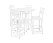 Polywood Polywood La Casa Cafe 5-Piece Farmhouse Trestle Bar Set White Bar Set PWS435-1-WH 190609083372