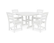 Polywood Polywood Lakeside 5-Piece Round Side Chair Dining Set White Dining Sets PWS517-1-WH 190609144141