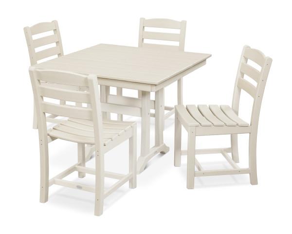 Polywood Polywood Sand La Casa Cafš 5-Piece Farmhouse Trestle Side Chair Dining Set Sand Dining Sets PWS438-1-SA 190609083716
