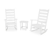 Polywood Polywood Shaker 3-Piece Porch Rocking Chair Set White Rocking Chair PWS474-1-WH 190609114229