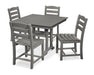 Polywood Polywood Slate Grey La Casa Cafš 5-Piece Farmhouse Trestle Side Chair Dining Set Slate Grey Dining Sets PWS438-1-GY 190609083693
