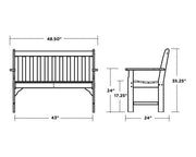 Polywood Polywood Slate Grey Vineyard 48" Bench Slate Grey Bench GNB48GY 845748054720