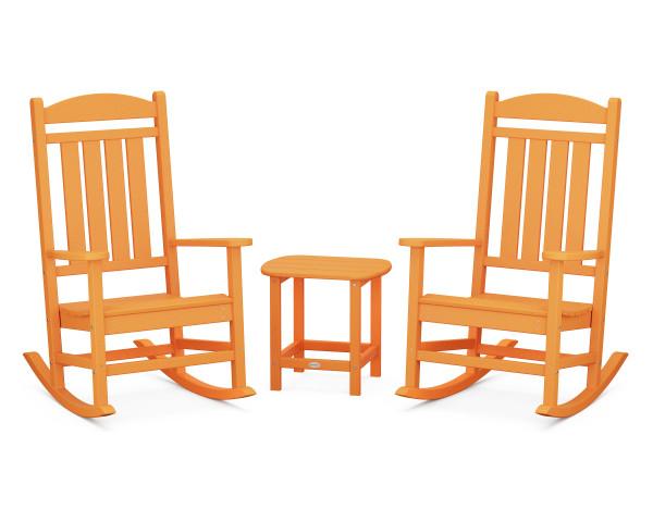 Polywood Polywood Tangerine Presidential Rocker 3-Piece Set Tangerine Rocking Chair PWS166-1-TA 190609038495