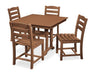 Polywood Polywood Teak La Casa Cafš 5-Piece Farmhouse Trestle Side Chair Dining Set Teak Dining Sets PWS438-1-TE 190609083723