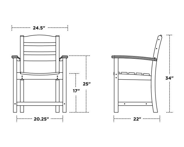 Polywood Polywood Teak La Casa Cafš Dining Arm Chair Teak Arm Chair TD200TE 845748025195