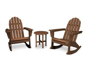 Polywood Polywood Vineyard 3-Piece Adirondack Rocking Chair Set Teak Rocking Chair PWS408-1-TE 190609064494