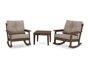 Polywood Polywood Vineyard 3-Piece Deep Seating Rocker Set Mahogany / Spiced Burlap Rocking Chair PWS396-2-MA146010 190609171819