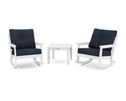 Polywood Polywood Vineyard 3-Piece Deep Seating Rocker Set White / Marine Indigo Rocking Chair PWS396-2-WH145991 190609261046
