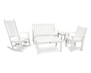 Polywood Polywood Vineyard 5-Piece Bench & Rocking Chair Set White Rocking Chair PWS357-1-WH 190609058844