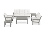 Polywood Polywood Vineyard 6-Piece Deep Seating Set Slate Grey / Natural Linen Seating Sets PWS316-2-GY152939 190609171352