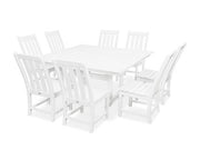 Polywood Polywood Vineyard 9-Piece Farmhouse Trestle Dining Set White Dining Sets PWS342-1-WH 190609082450