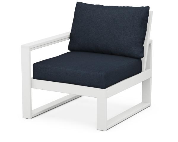 Polywood Polywood White EDGE Modular Left Arm Chair White / Marine Indigo Arm Chair 4601L-WH145991 190609134418