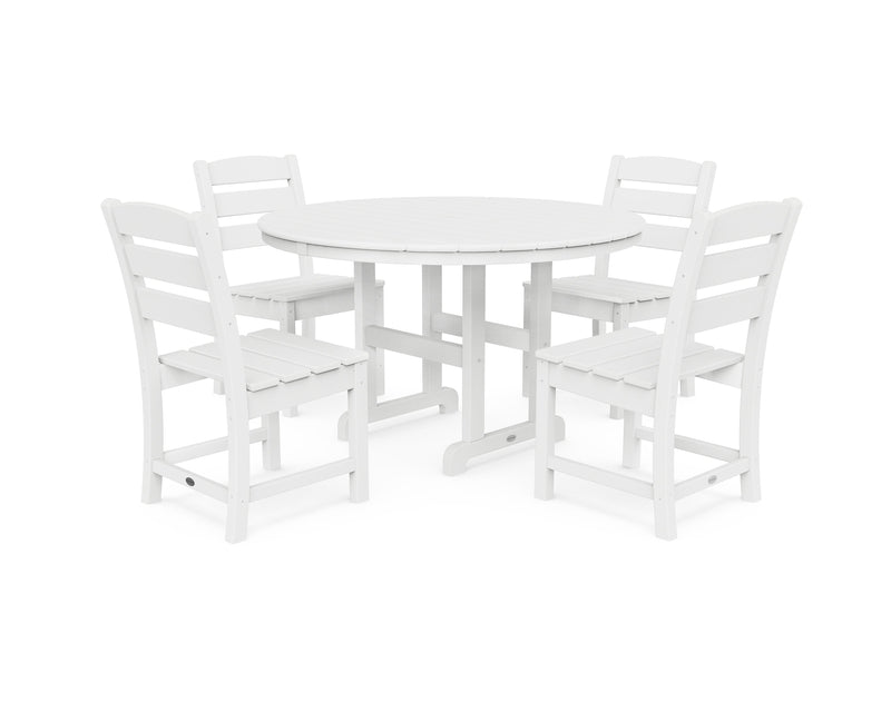 Polywood Polywood White Lakeside 5-Piece Round Side Chair Dining Set White Dining Sets PWS517-1-WH 190609144141