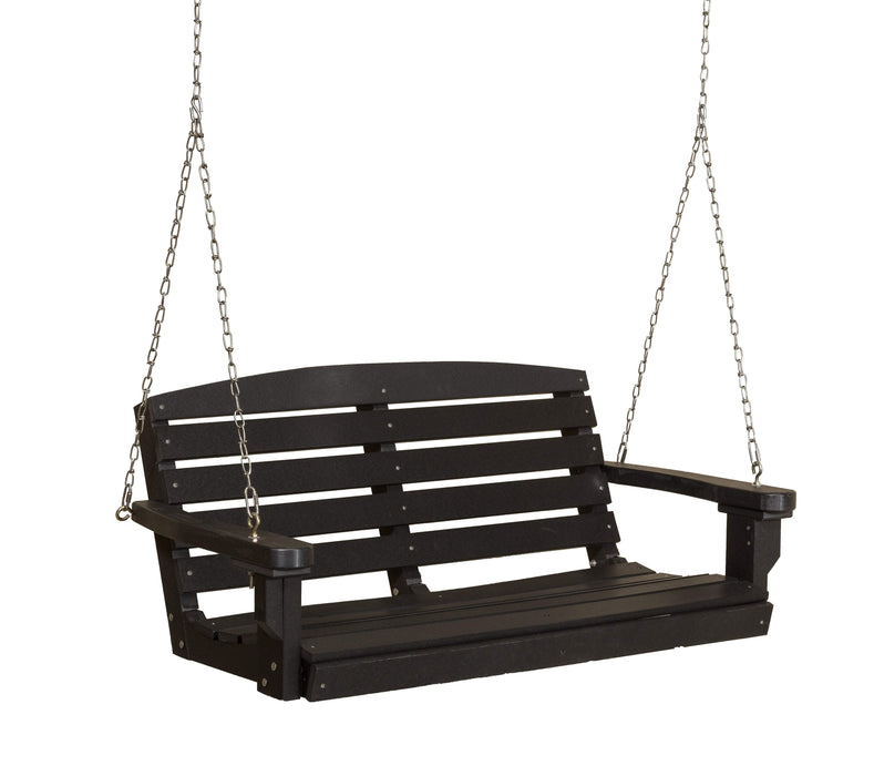 Wildridge Wildridge Classic 4 ft. Recycled Plastic Classic Porch Swing Black Poly Porch Swing LCC-202-B