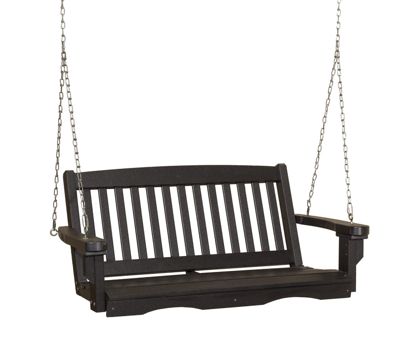 Wildridge Wildridge Classic 4 ft. Recycled Plastic Mission Porch Swing Black Poly Porch Swing LCC-205-B