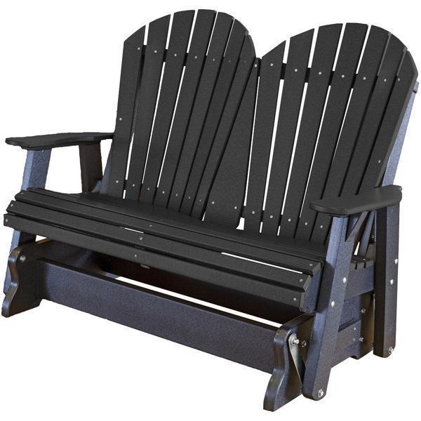 Wildridge Wildridge Heritage 4 ft. Recycled Plastic 2 Seat Glider Chair Black Outdoor Glider LCC-104-B