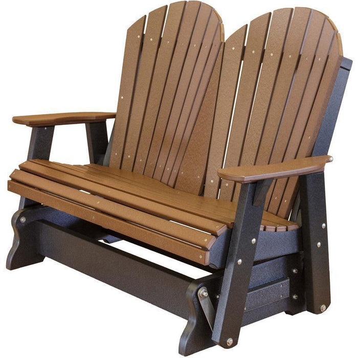 Wildridge Wildridge Heritage 4 ft. Recycled Plastic 2 Seat Glider Chair Tudor Brown on Black Outdoor Glider LCC-104-TBBF