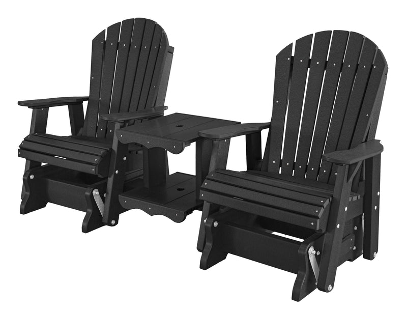 Wildridge Wildridge Heritage 7 ft. Recycled Plastic Double Rock-A-Tee Glider Black Outdoor Glider LCC-108-B