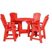 Wildridge Wildridge Heritage Recycled Plastic 5 Piece Pub Table Set Bright Red Dining Sets LCC-180-BR
