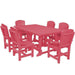 Wildridge Wildridge Heritage Recycled Plastic 7 Pc Dining Set Dark Pink Dining Sets LCC-188-DP