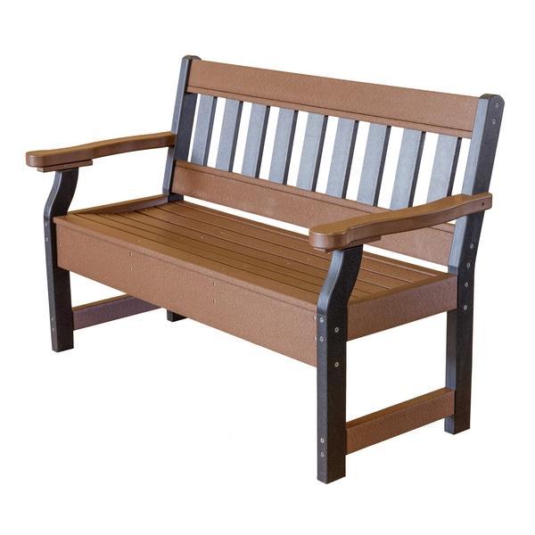 Wildridge Wildridge Heritage Recycled Plastic Garden Bench Weatherwood on Black Garden Bench LCC-124-WWBF