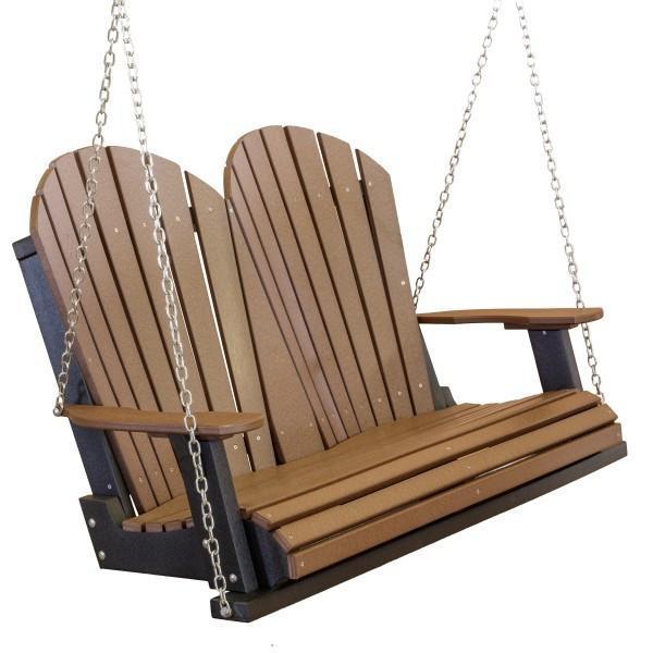 Wildridge Wildridge Heritage Two Seat 4ft. Recycled Plastic Porch Swing Tudor Brown on Black Porch Swing LCC-102-TBOB