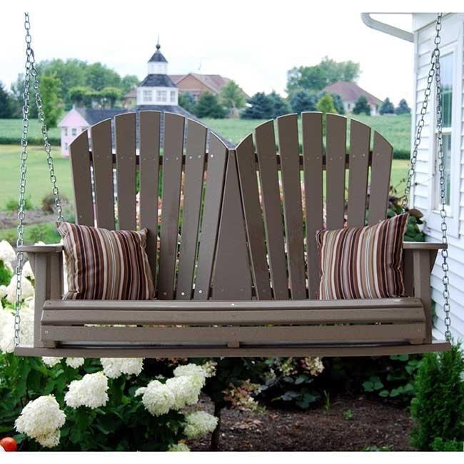 Wildridge Wildridge Heritage Two Seat 4ft. Recycled Plastic Porch Swing Weatherwood Porch Swing LCC-102-WW